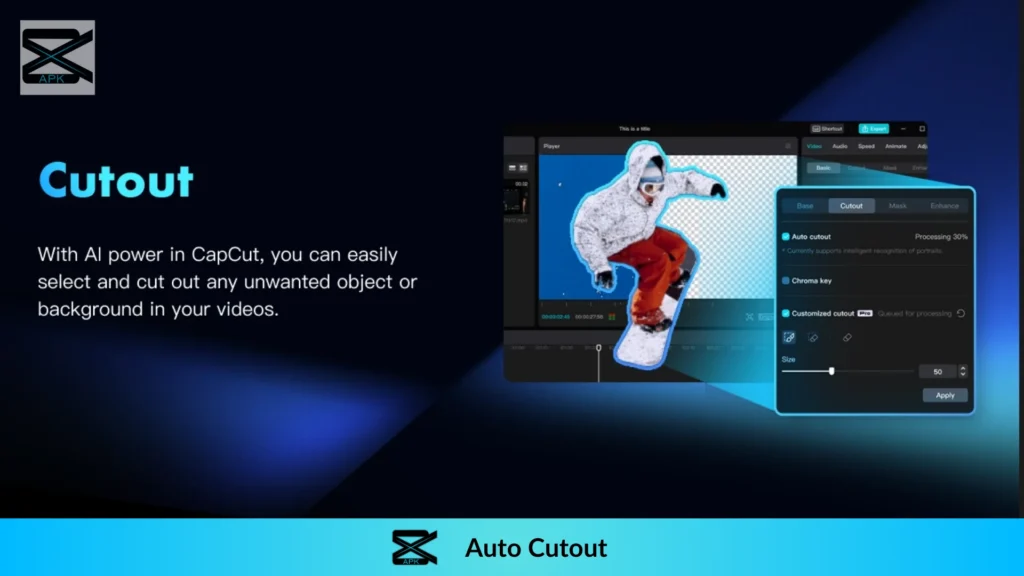 Auto Cutout feature description for Capcut for PC