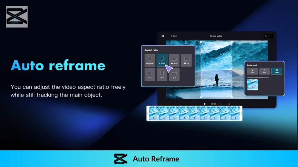 Auto Reframe feature description for Capcut for PC