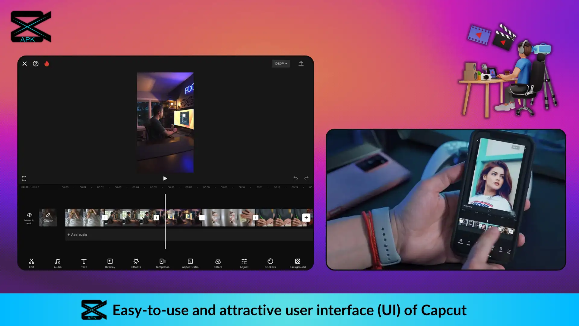 A person editing a video of a girl on mobile with easy to use and attractive User Interface of capcut 