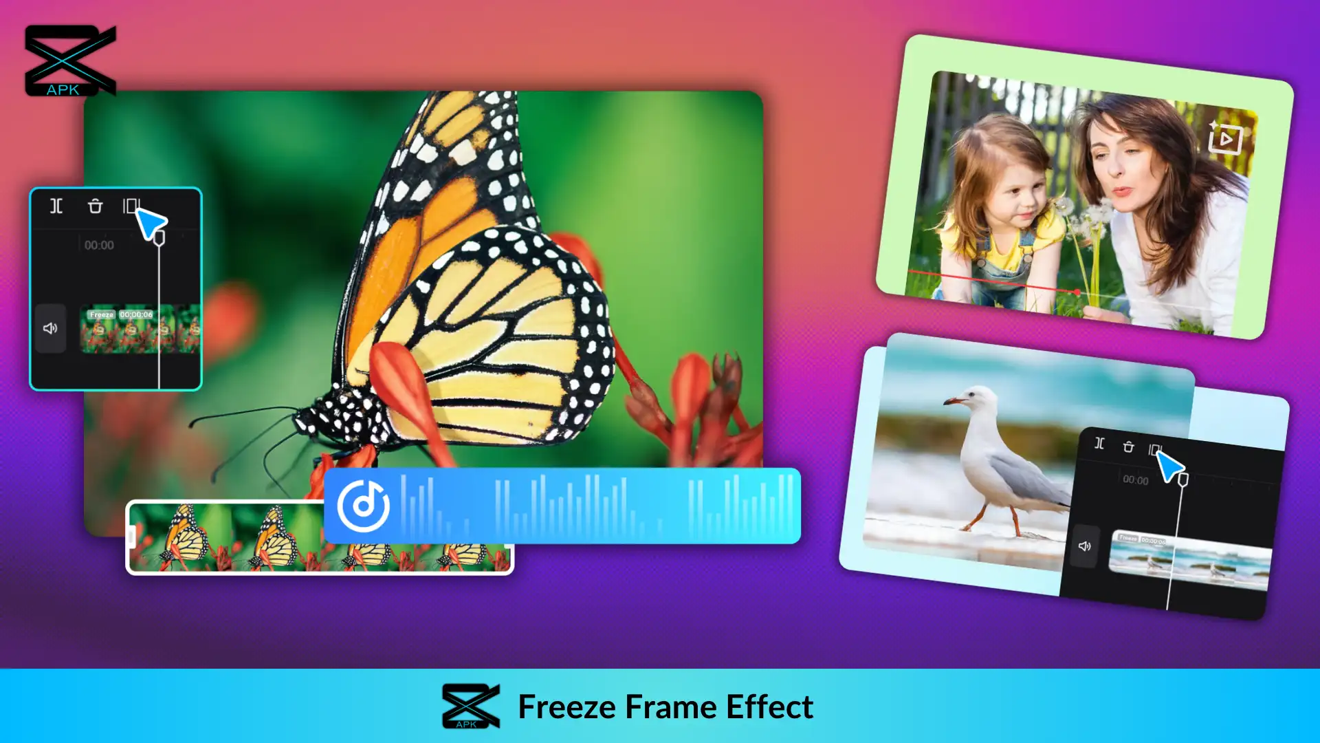 Freeze Frame Effect options in Capcut new version for different videos  