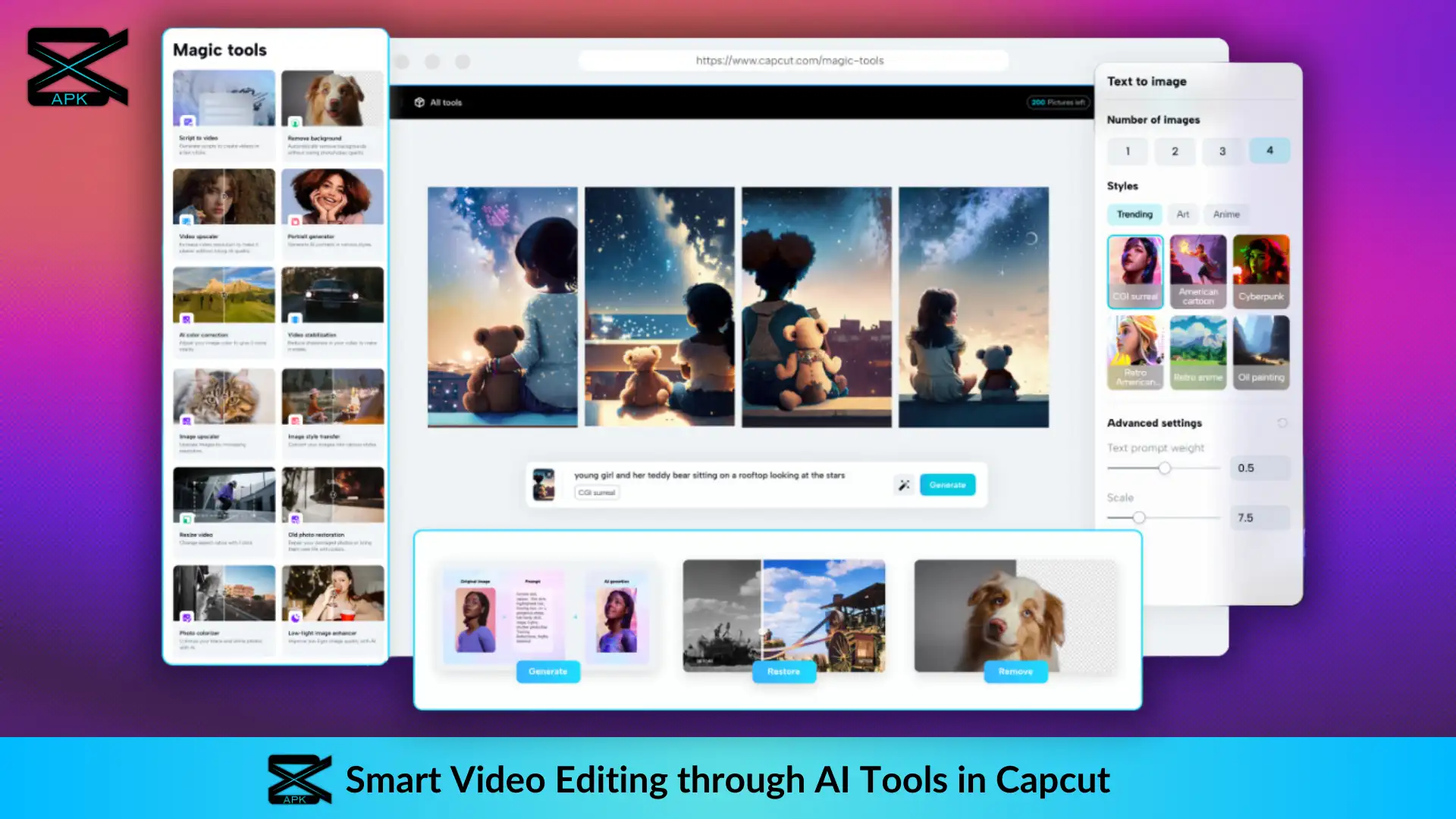 AI tools of Capcut for smart video editing using android mobiles