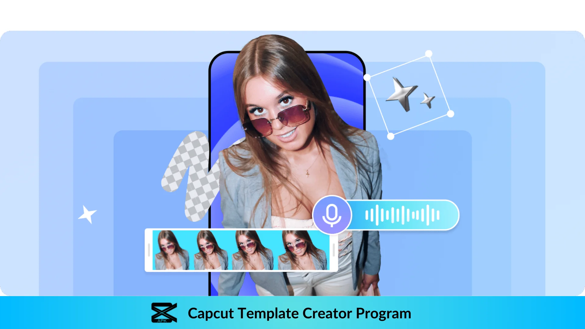 Picture of a girl, CapCut Template creator zooming out of a mobile screen