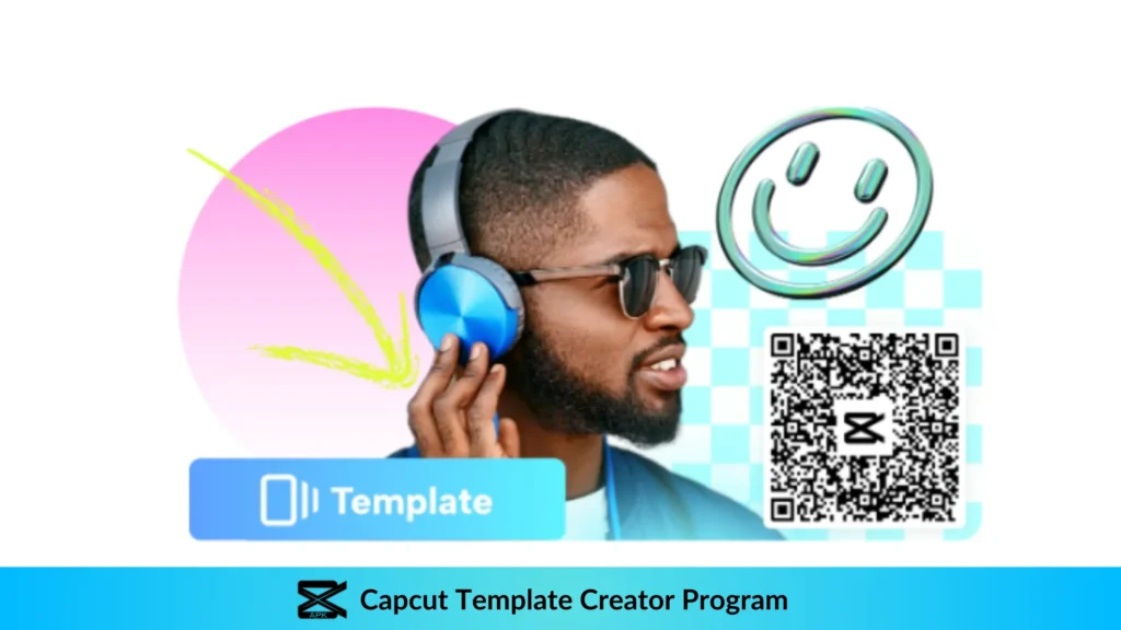 Picture of a boy with headphone, with Capcut Template creator QR Code