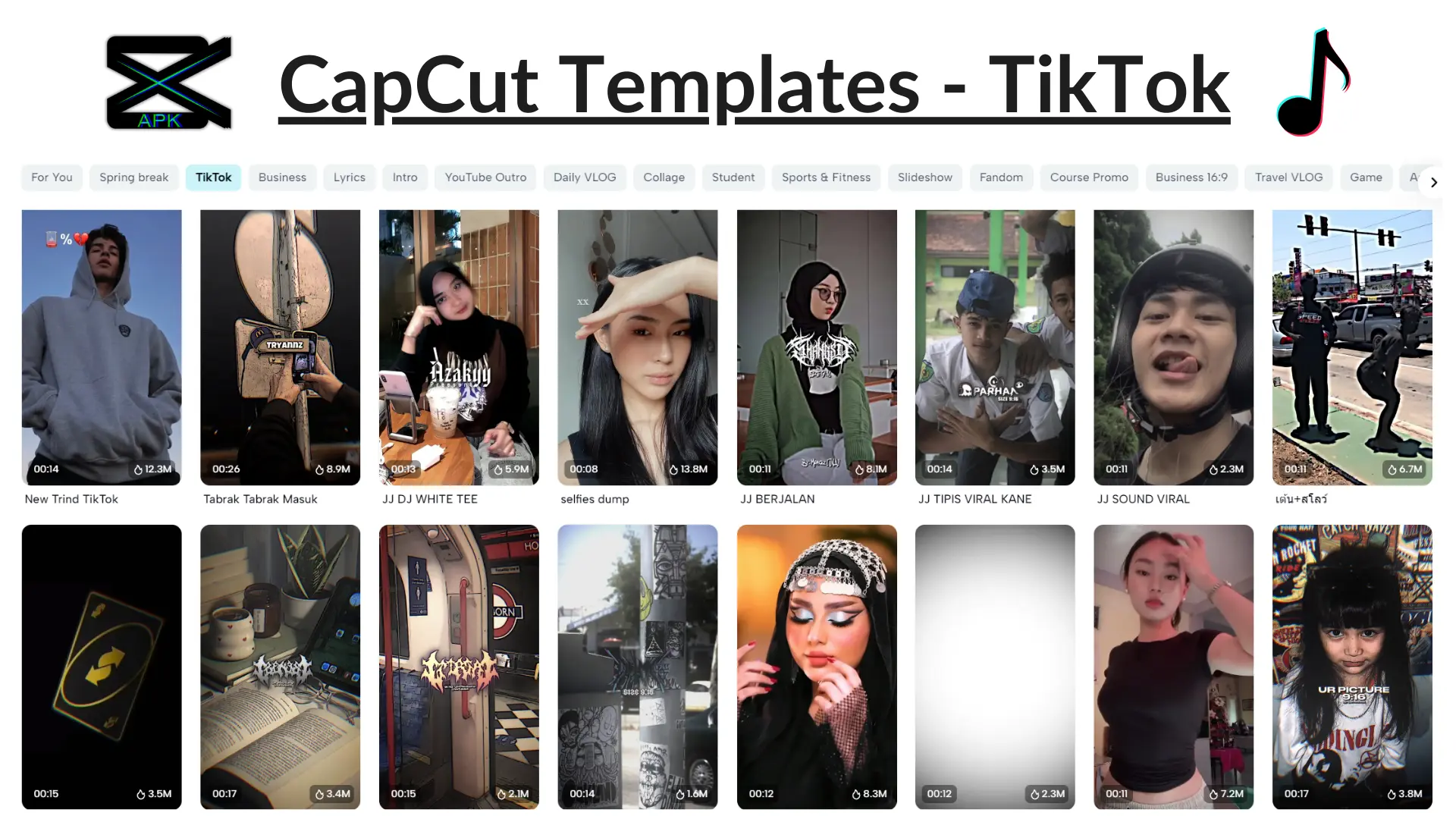 Preview of Capcut Templates related to TikTok