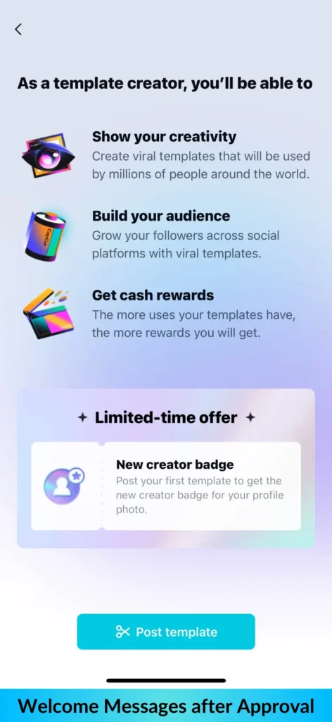 Congratulations Page-II after Capcut tempalte program approval