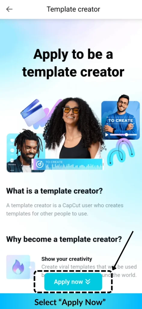 Capcut template creator Apply Main Page