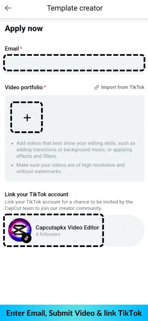 Capcut template creator Apply Page Details