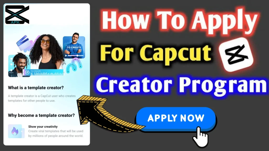 Capcut Template creator program official page with captions