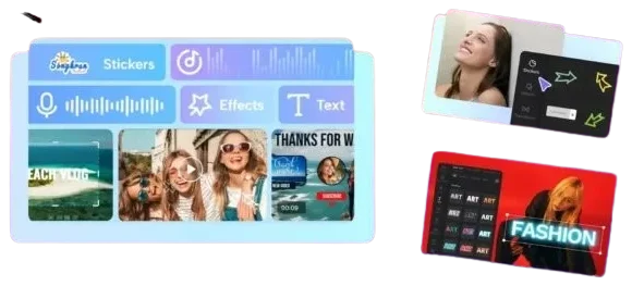 Fancy Text and stickers options available inside the Capcut for adding in videos