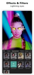 A girl with yellow Eyes as SFX in CapCut