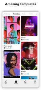 A photo collage showing amazing built-in CapCut Mod APK Templates
