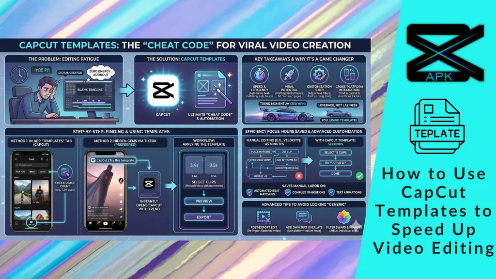 Infographics depicting the various reasons to sue CapCut templates for Video Editing with Featured Image Text