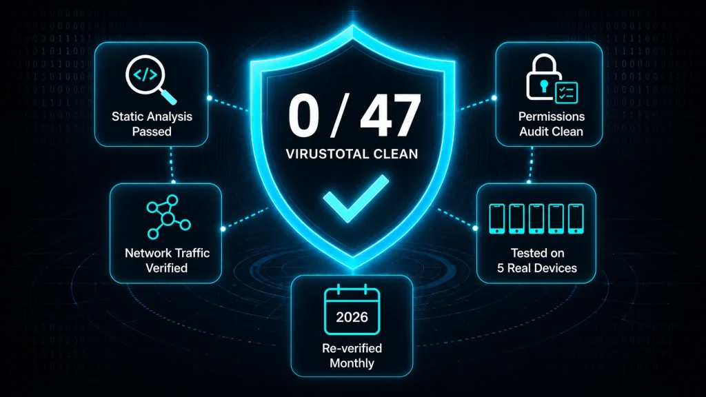 CapCut Mod APK v18.7.1 verified safe — 0 of 57 VirusTotal detections, static analysis, network capture, real-device testing